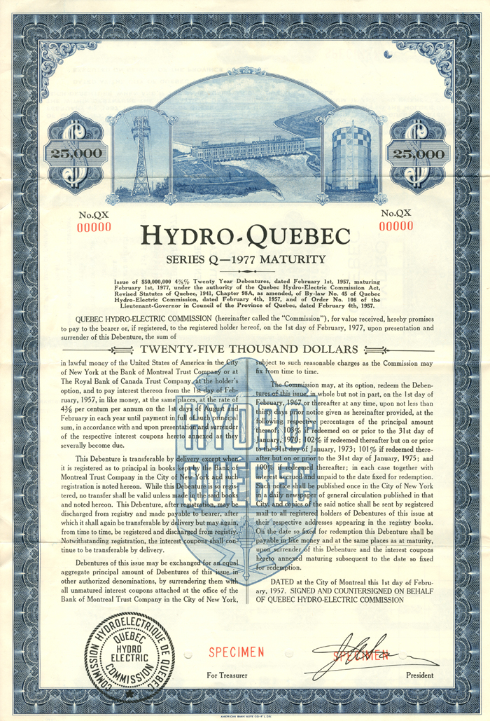 Hydro-Quebec $25,000 Bond